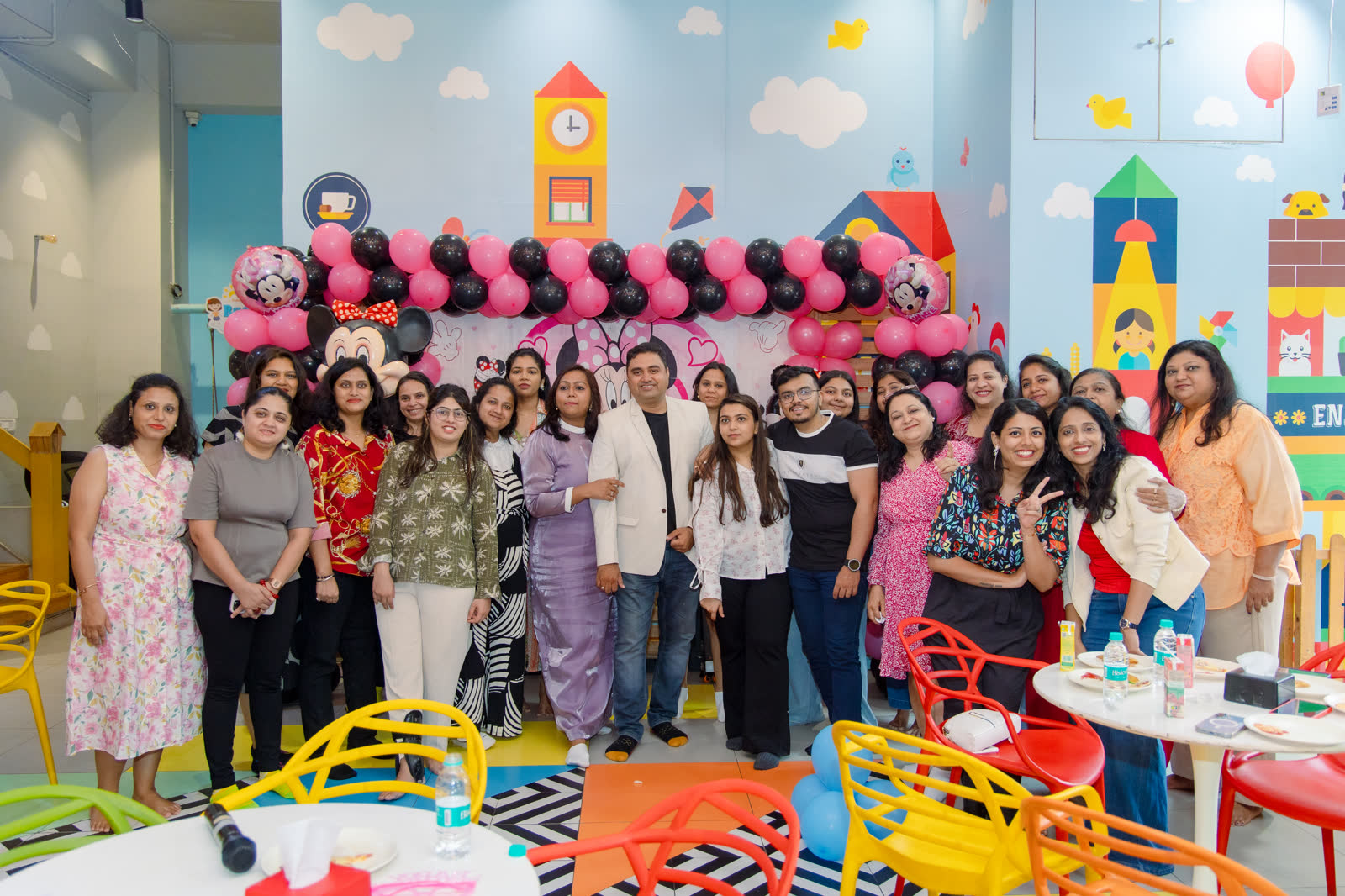 Family and friends gathered for a birthday group photograph at Baccha Party Malad
