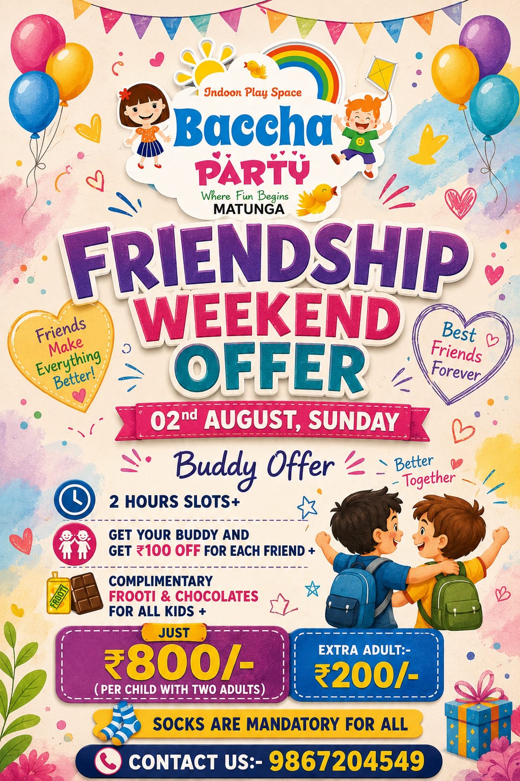 Expired Baccha Party Matunga promotional creative, valid 2 Aug 2026