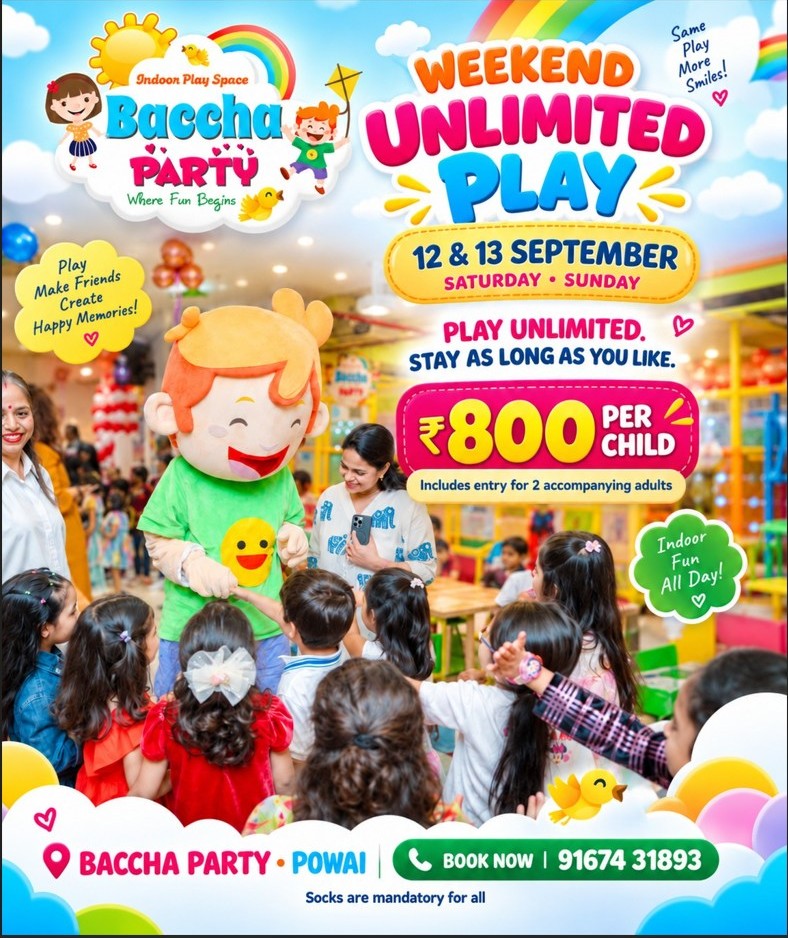 Expired Baccha Party Powai promotional creative, valid 12–13 Sep 2026